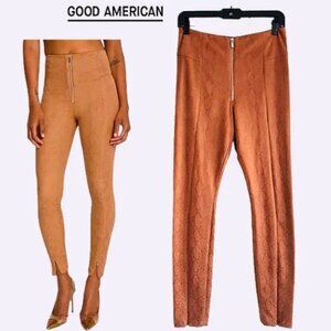 Good American THE BOSS Snake Faux Suede High Waist Front Seamed Skinny Pant XL